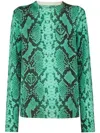Philipp Plein Snakeskin-print Cashmere Top In 绿色