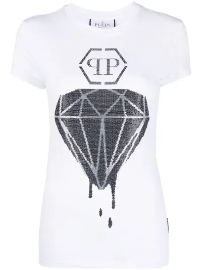 Philipp Plein Snakeskin-print Cotton T-shirt In White