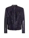 Philipp Plein Python-leather Biker Jacket In Purple