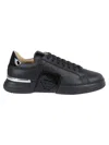 Philipp Plein Lo-top Calfskin Sneakers With Perforated Detailing And Embossed Logo In Multi