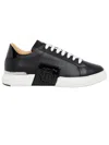 Philipp Plein Black Calf Leather Sneakers In Black