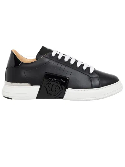 Philipp Plein Low Top Leather Sneakers In Black