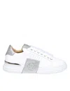 Philipp Plein Sneakers Lo-top In Leather With Glitter In White/silver