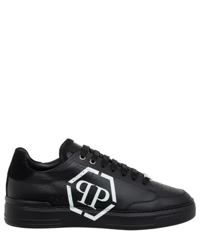 Pre-owned Philipp Plein Sneakers Men Fads-msc3981-ple005n_0202 Black Leather Logo Detail
