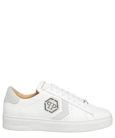 Pre-owned Philipp Plein Sneakers Men Fads-msc3998-ple005n_0101 White Leather Logo Detail