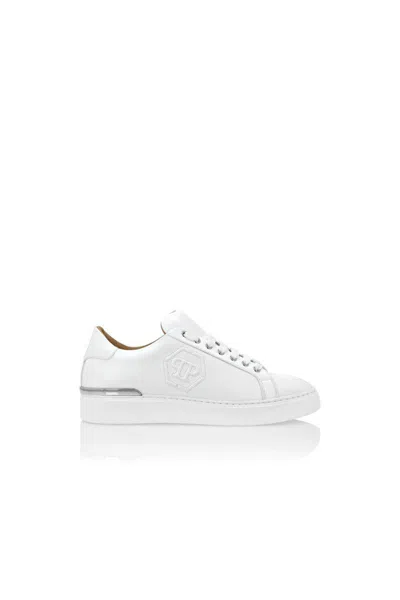 Philipp Plein Phillip Plein Embossed Leather Sneakers In White