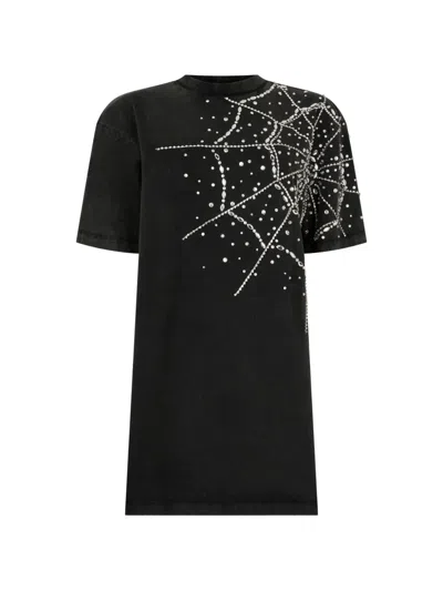Philipp Plein Spiderweb-strass T-shirt In Black