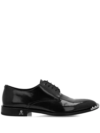 Philipp Plein Spike-detail Leather Derby Shoes In Black