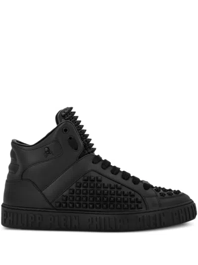 Philipp Plein Spike Stud-detailing Leather Sneakers In Black
