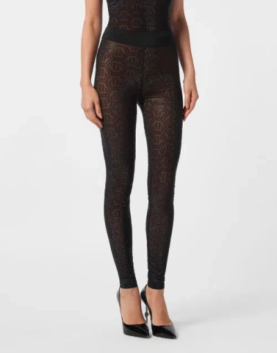 Philipp Plein Sport Leggings Monogram Women In Black