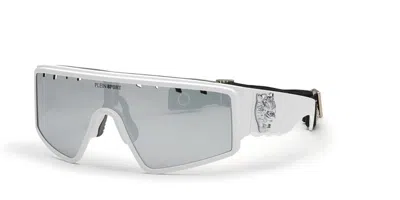 Philipp Plein Sport Ssp007v 5wwx Occhiali Da Sole Bianchi Per Uomo In Blue