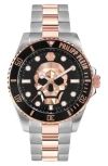 Philipp Plein Sport The $kull Carbon Fiber Dial Bracelet Watch, 44mm