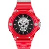 Philipp Plein Sport The Skull Plastic Strap Watch, 44mm In Transparent Red