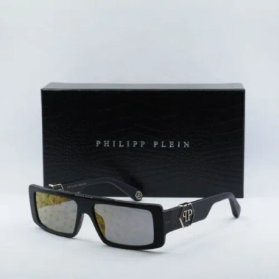 Pre-owned Philipp Plein Spp003m 703l Matt Black/gold Mirror With Pattern 58-15-145 ...