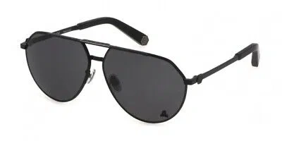 Pre-owned Philipp Plein Spp007m-531p Total Semi Matt Black Sunglasses In Polarized