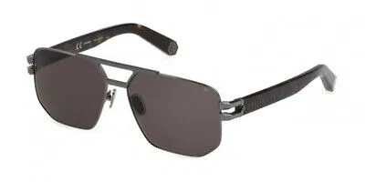 Pre-owned Philipp Plein Spp012m-0584 Shiny Gun W Sunglasses