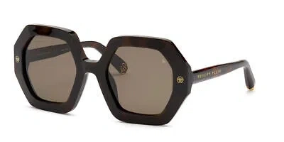Pre-owned Philipp Plein Spp039m-0752 Shiny Dark Havana Sunglasses