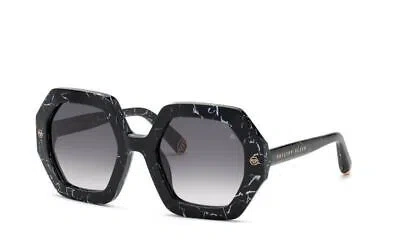 Pre-owned Philipp Plein Spp039m-0869 Marbled Black Sunglasses