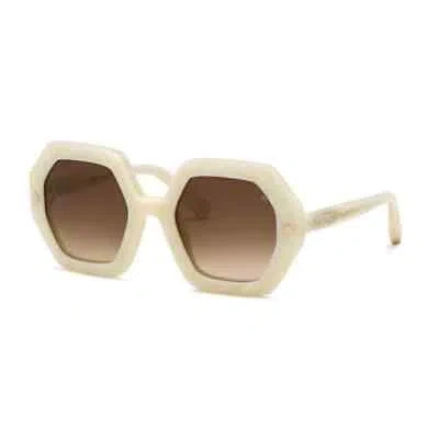 Pre-owned Philipp Plein Spp039m-09yl Marmorized Ivory Sunglasses