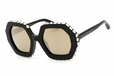 Pre-owned Philipp Plein Spp039v 700g Sunglasses Black Frame Gold Lenses 53mm