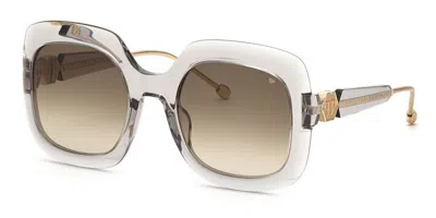 Philipp Plein Spp065s 03gu Women's Sunglasses Grey Size 55 In Brown