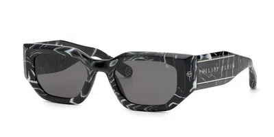 Philipp Plein Spp066m 0z21 Women's Sunglasses Black Size 51 In Gray