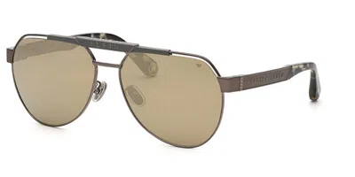 Philipp Plein Spp073m 566g Men's Sunglasses Grey Size 63 In Brown