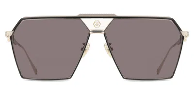 Philipp Plein Spp076m 0301 Men's Sunglasses Gold Size 66 In Brown
