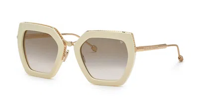 Philipp Plein Spp097s 9zqg Women's Sunglasses White Size 53 In Metallic