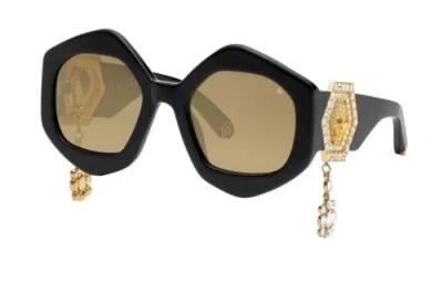 Pre-owned Philipp Plein Spp102s-700g-54 Sunglasses Size 54mm 130mm 22mm Black Women In Brown