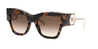 Philipp Plein Spp120m 0kha Women's Sunglasses Tortoiseshell Size 53