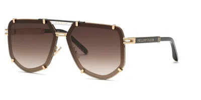 Philipp Plein Spp132 0301 Women's Sunglasses Gold Size 66 In Brown