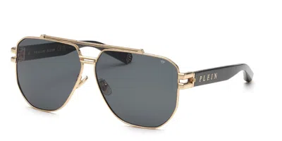 Philipp Plein Spp185 0301 Men's Sunglasses Gold Size 65 In Gray
