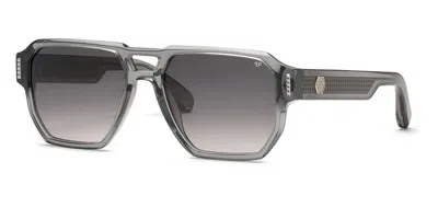Philipp Plein Spp200m 0819 Men's Sunglasses Grey Size 58 In Black