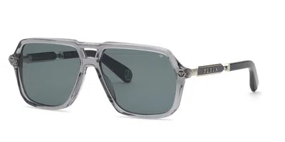 Philipp Plein Spp227 09mb Men's Sunglasses Grey Size 61 In Gray