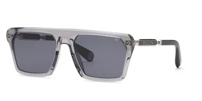 Philipp Plein Spp228 09mb Men's Sunglasses Grey Size 59 In Gray