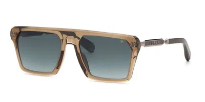 Philipp Plein Spp228 09x8 Men's Sunglasses Brown Size 59 In Gold