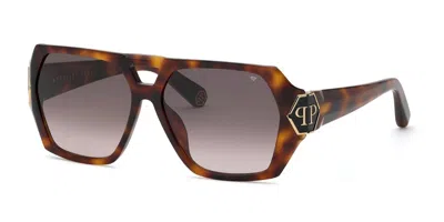 Philipp Plein Spp238m 0752 Men's Sunglasses Tortoiseshell Size 60 In Gold