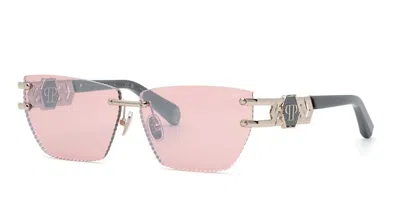 Philipp Plein Spp239m 579x Women's Sunglasses Silver Size 62 In Gold