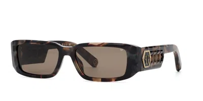 Philipp Plein Spp240m 03ka Women's Sunglasses Tortoiseshell Size 57 In Black