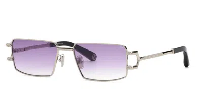 Philipp Plein Spp245 0579 Women's Sunglasses Silver Size 58 In Black