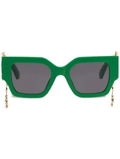 Philipp Plein Square Exclusive Oversize-frame Sunglasses In Green