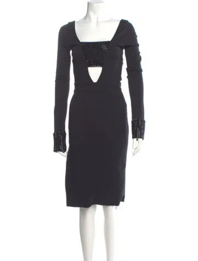 Pre-owned Philipp Plein Square Neckline Knee-length Dress In Gray