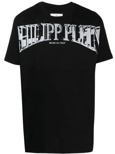 Philipp Plein Ss Kimono Cut Cotton T-shirt In Black