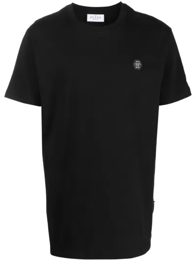 Philipp Plein Ss Kimono Cut Pp Glass Cotton T-shirt In Black