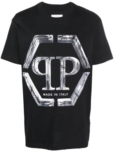 Philipp Plein Ss Pp Glass Cotton T-shirt In Black