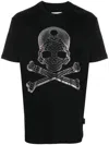 Philipp Plein Slim Fit Polo Shirt Ss Skull & Bones In Black