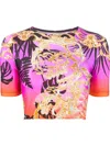 Philipp Plein Ss Skull Cropped Top In Violett