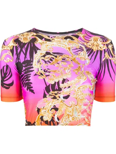Philipp Plein Ss Skull Cropped Top In Violett
