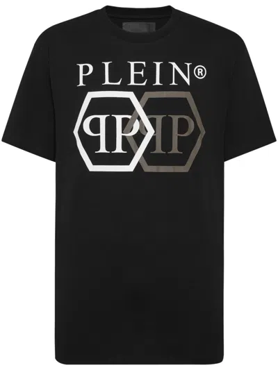 Philipp Plein Hexagon Crystal Logo T-shirt In Black
